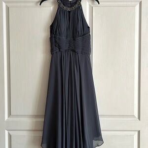 Beautiful Eliza J New York slate grey maxi dress.